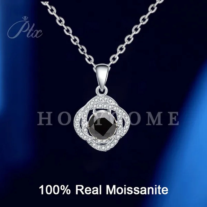 HOLYCOME Real Moissanite Diamond Necklace for Women Girls 925 Sterling Silver Mini Moissanite Rose Flower Pendant Necklace Fine Jewelry