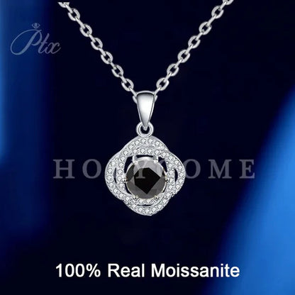 HOLYCOME Real Moissanite Diamond Necklace for Women Girls 925 Sterling Silver Mini Moissanite Rose Flower Pendant Necklace Fine Jewelry