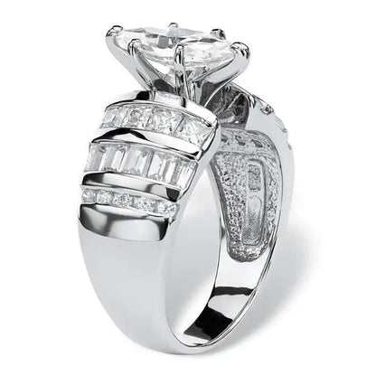 Trendy Claw Setting Marquise Cut Cubic Zircon Ring for Women Engagement Party Jewelry Anniversary Gift