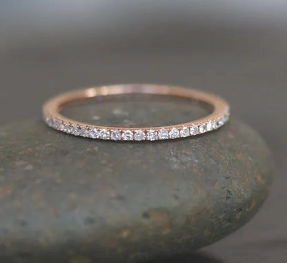 Shiny Simple Fashion Women's Single Row Diamond Ring Gold, Silver Rose Gold Women's Ring
