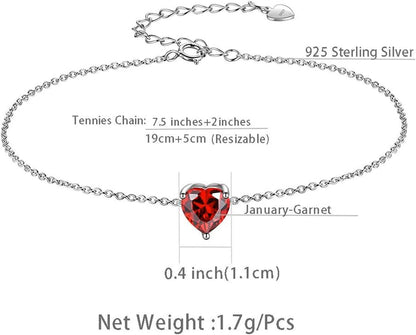 925 Sterling Silver 12 Birthstone Hearts Jewelry Women Crystal Wedding/Engagement/Bridal Heart Necklace/Earring/Ring/Bracelet Sets Jewellery