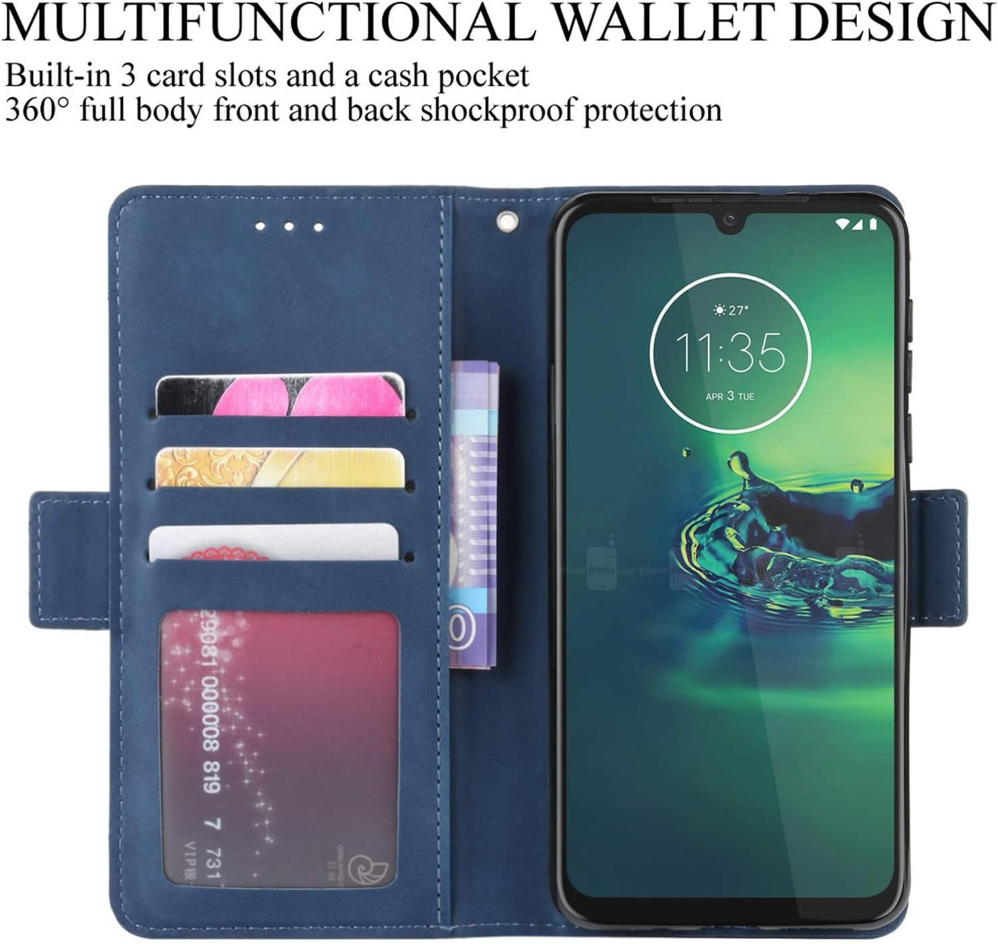 Umidigi Power 7 / 7S Case, Magnetic Full Body Protection Shockproof Flip Leather Wallet Case Cover with Card Holder for Umidigi Power 7 / 7S Phone Case (Blue) - WORLD TIME VISITS