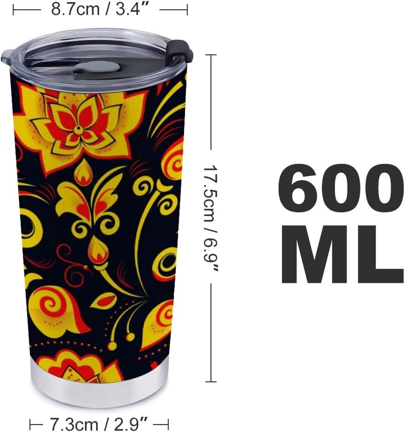 20 Oz Insulated Tumbler with Lid, Retro Russian Christmas Stainless Steel Travel Coffee Mug Double Wall Cup for Men Women - WORLD TIME VISITS