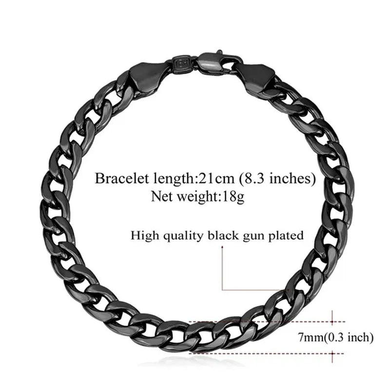 Men Cuban Link Bracelet 18K Stamp Platinum/Rose Gold/Yellow Gold Plated Curb Chain Bracelets
