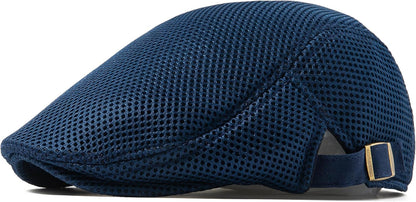Men'S Breathable Mesh Summer Hat Adjustable Newsboy Beret Ivy Cap Cabbie Flat Cap Gatsby Driving Hunting Hats