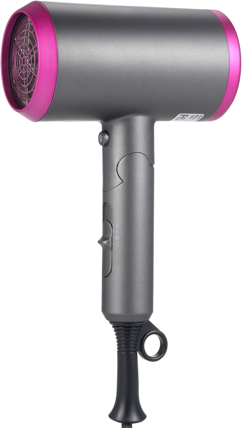 1800W Hair Dryer Professional Salon Anion Hair Dryer with Attachment Diffuser & Nozzles, 2 Speeds Fast Dry with Constant Temperature, Home Use Portable Foldable Hair Dryer