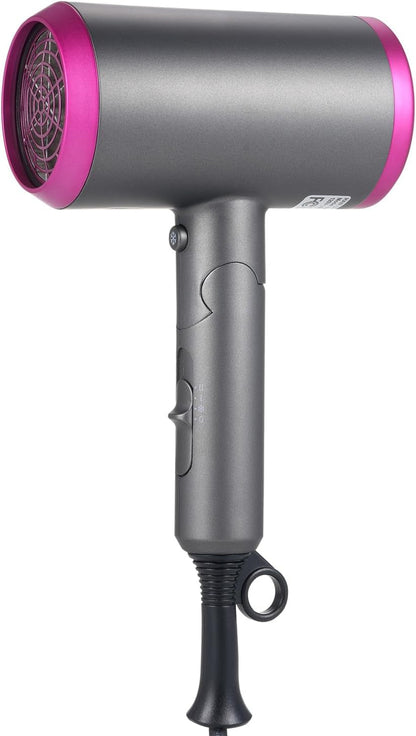 1800W Hair Dryer Professional Salon Anion Hair Dryer with Attachment Diffuser & Nozzles, 2 Speeds Fast Dry with Constant Temperature, Home Use Portable Foldable Hair Dryer
