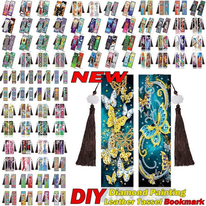 100 Styles DIY Butterfly Flower Diamond Painting Tassel Leather Bookmark 5D Fashion Cross Stitch Craft Christmas Gift @#A11 - WORLD TIME VISITS
