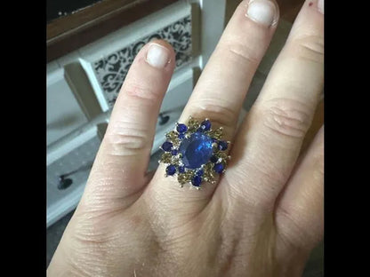 Women Vintage 925 Silver Plated Sapphire CZ Gemstone Ring Jewelry Size 6-10#