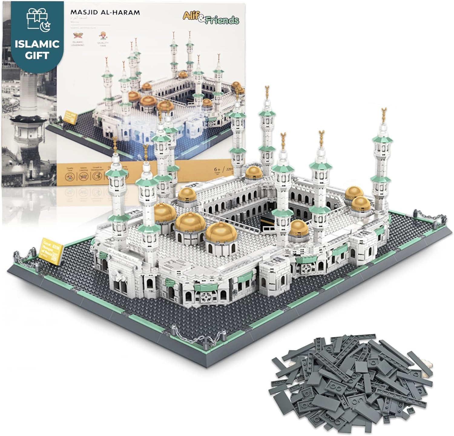 Masjid Al Haram Building Blocks Set - 2000+ Pcs Perfect Eid Gifts for Kids, Islamic Gifts - Grand Mosque of Mecca Islamic Toys for Kids - WORLD TIME VISITS