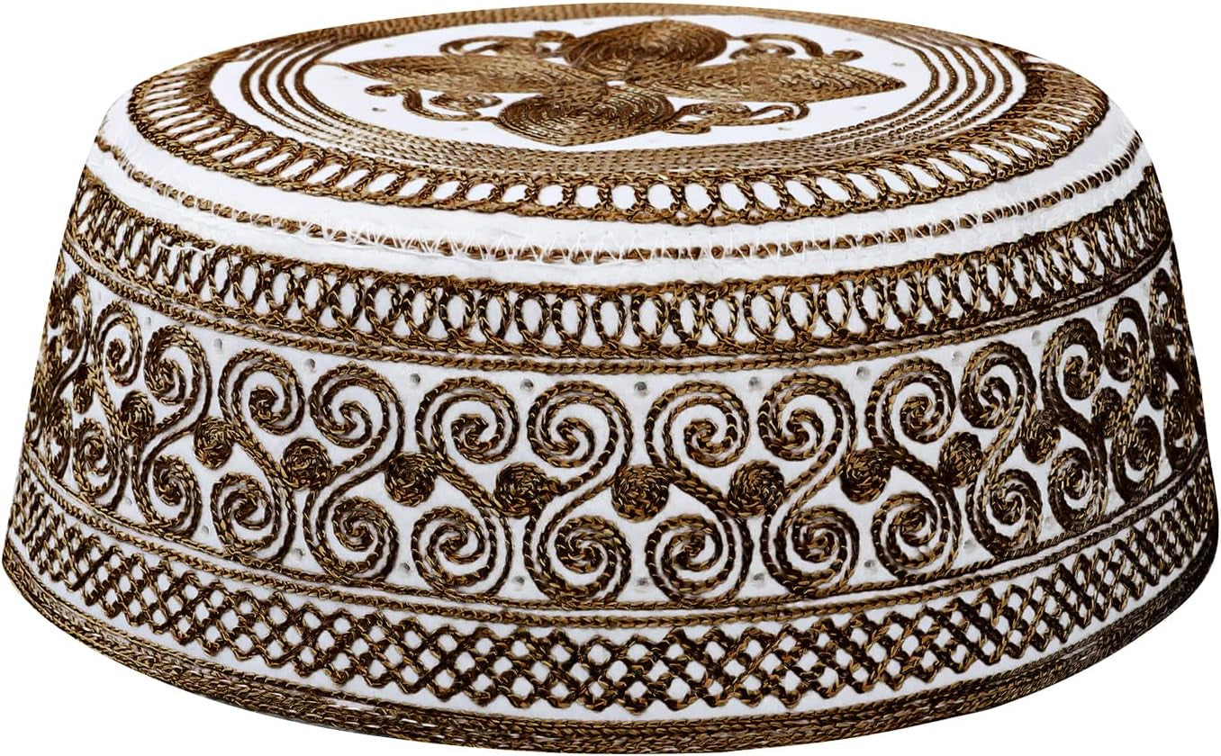 Muslim Prayer Kufi Hat for Men Boys Islamic Beanie Skull Cap Prayer Headwear Embroidery Kofia Topi Sun Hat Ramadan Eid Gift