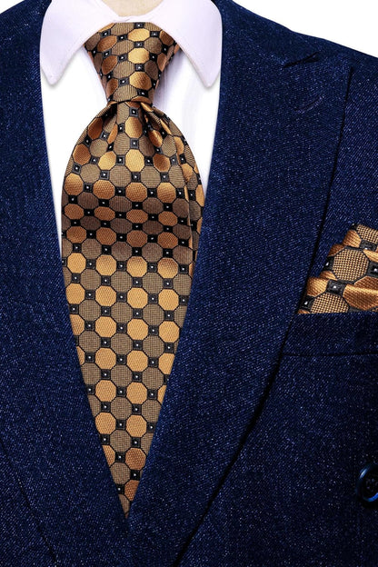 Men Ties Sets Silk Stripe Paisley Necktie Pocket Square Cufflinks for Business Wedding