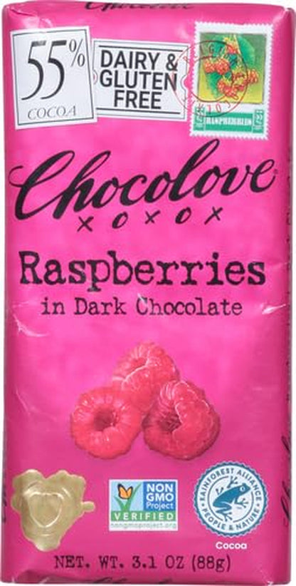 Xoxo Raspberries in Dark Chocolate Bar -- 3.1 Oz