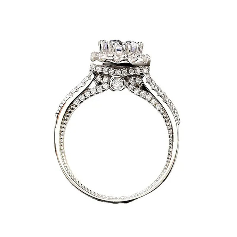 Luxury Women's Fashion Silver Color Ring Elegant Female Engagement Wedding Party Anniversary Gift