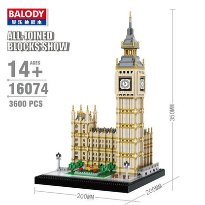 World Architecture Building Blocks Set Landmarks Diamond Blocks Toys (Height 20-40cm) Saint Basil's Cathedral, Big Ben, Taj Mahal, White House, Louvre Museum, Arc de Triomphe, London Bridge