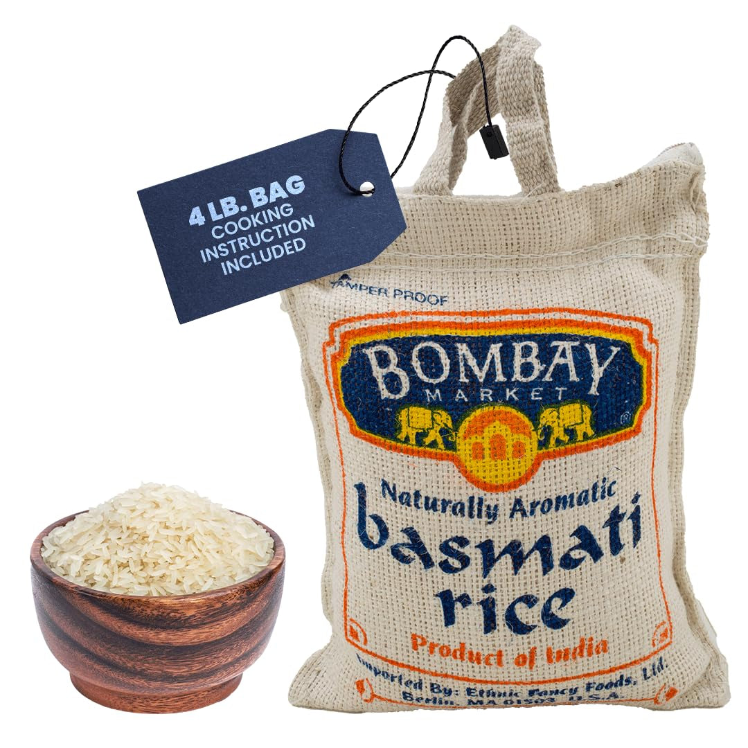 White Basmati Rice - Aromatic & Nutty Flavor Basmati Rice - Long Grain Rice Basmati (4 Pound Bag) - WORLD TIME VISITS