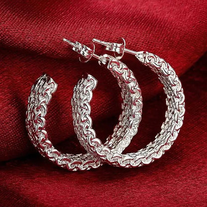 Fashion 925 Sterling Silver Earring for Women Round Stud Earring Christmas Gift Party Wedding Jewelry Gifts