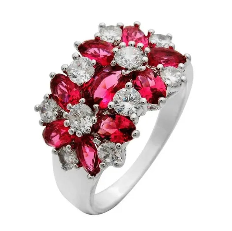 5-Color Natural 6.69CT White/Alexandrite/Sapphire/Ruby/Emerald Diamond 14K White Gold Wedding Ring Size 6-10