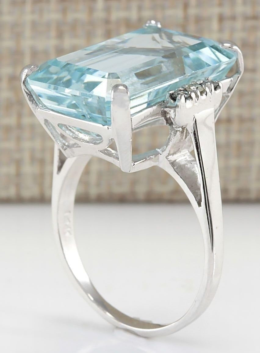 DOCCESTU Vintage Fashion Women 925 Silver Aquamarine Gemstone Ring Engagement Wedding Jewelry Size 5-11