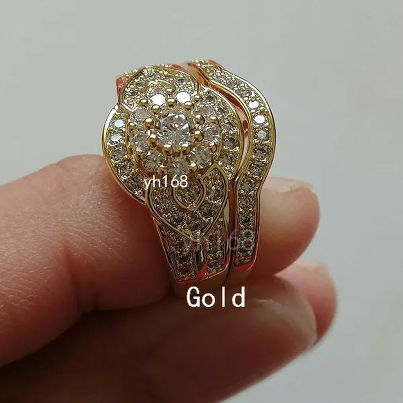 Women's Fashion  White Topaz Bridal Wedding Rings 18K Yellow Gold Filled&925 Silver Filled&14K Rose Gold Filled   Female Engagement Jewelry