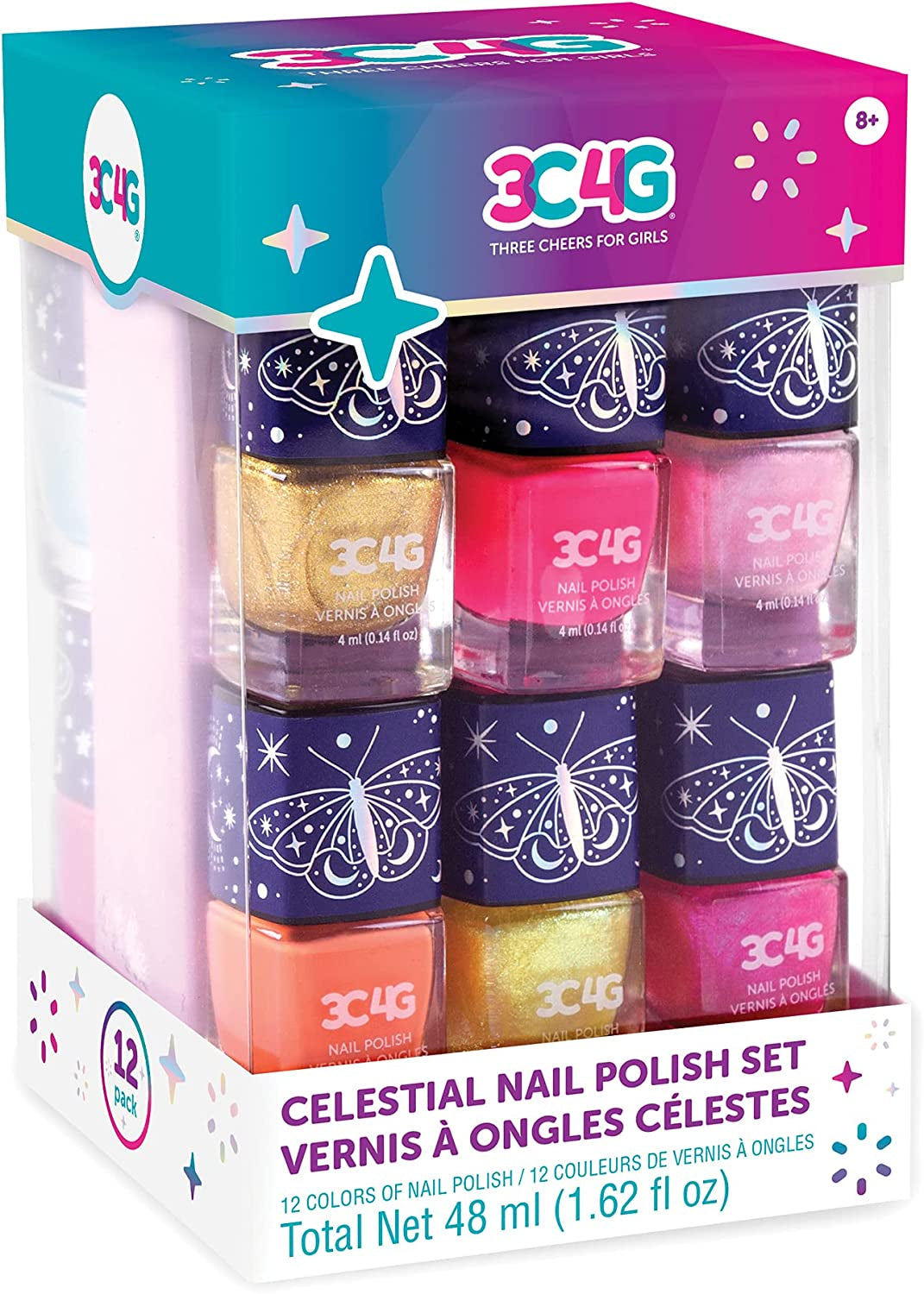 Celestial 12-Pack Nail Polish Tower - Nail Polish Set for Girls and Teens - Includes 12 Vibrant Colors - Non-Toxic Nail Polish for Kids - Ages 8+ by Make It Real