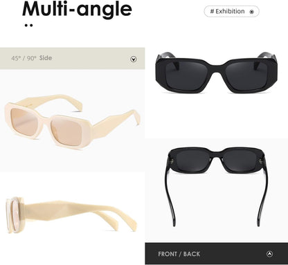 Rectangle Sunglasses for Women Men Trendy Retro Trendy Sun Glasses 90’S Vintage Square Frame K1307