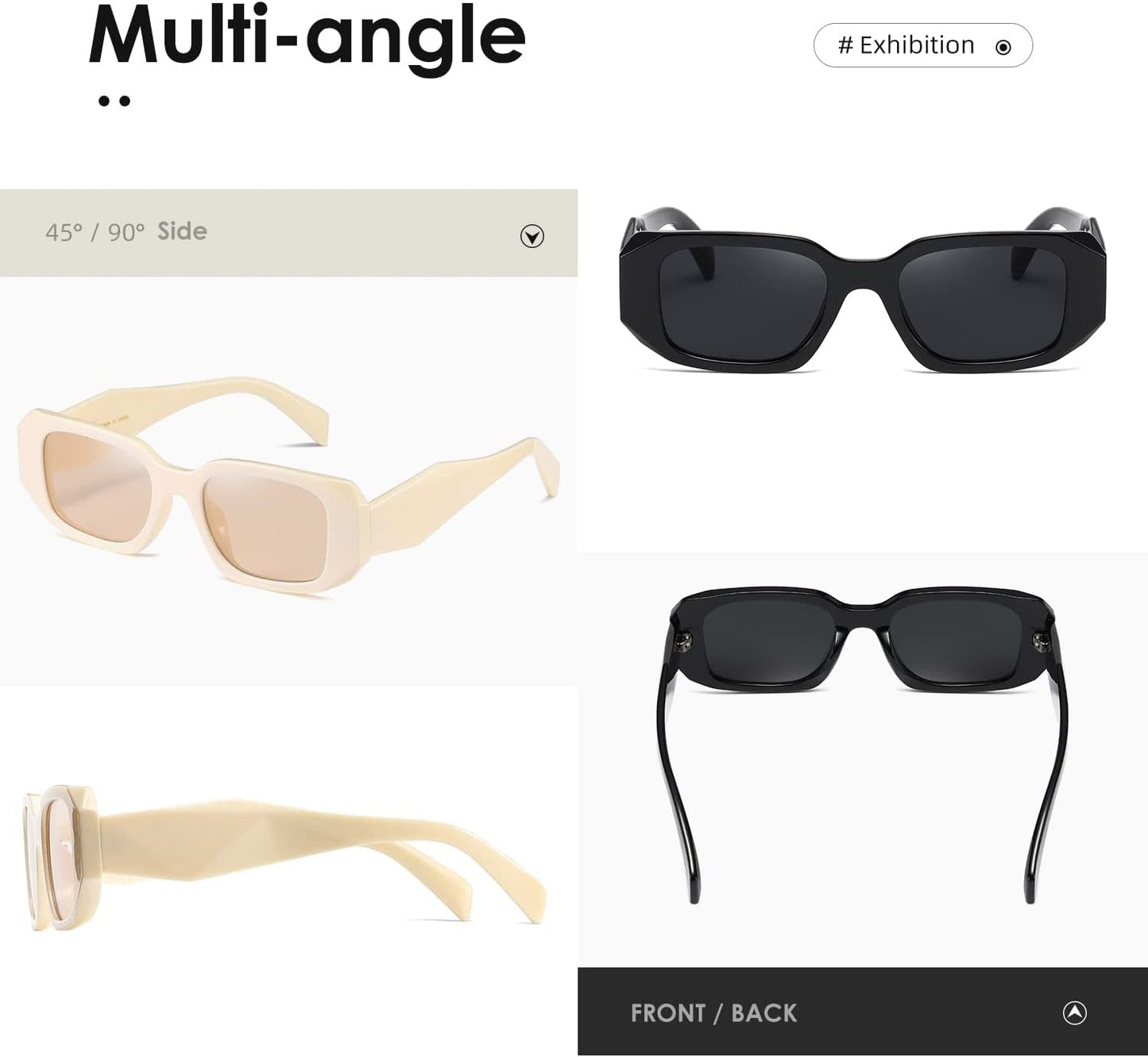 Rectangle Sunglasses for Women Men Trendy Retro Trendy Sun Glasses 90’S Vintage Square Frame K1307