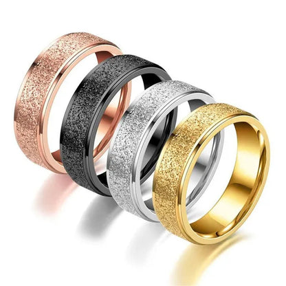 1Pcs Rose Gold Stainless Steel Frosted Curved Ring Simple Geometric Type Ring Wide 4Mm/6Mm