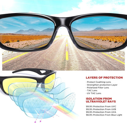 Polarized Sports Sunglasses Driving Sun Glasses Shades for Men Women Tr90 Frame for Cycling Fishing Running RB831