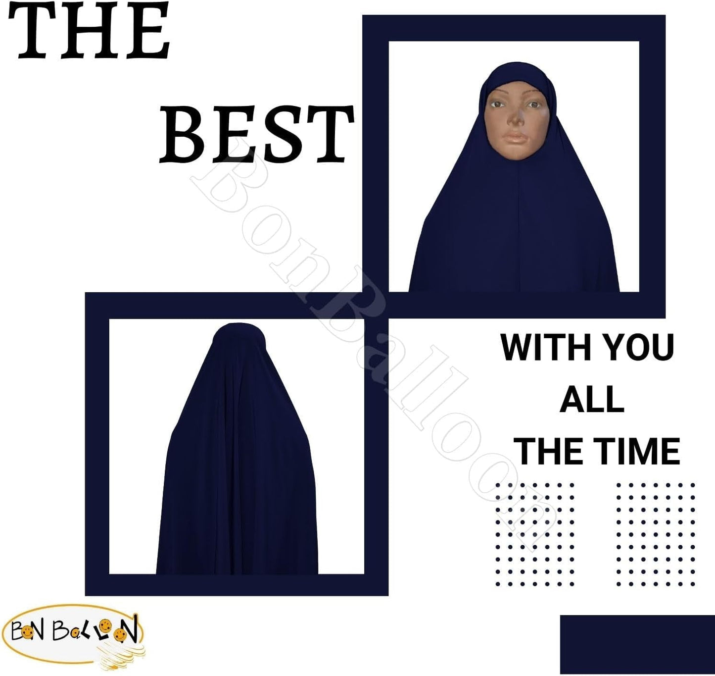 Dark Blue Extra Long 42 Khimar Amira Hijab Hejab Abaya Niqab Burqa Burkas Veil Eid Islamic Modest Muslim Islam Face Cover Dress Clothing Muslim Women Abaya Jilbab Prayer Overhead, Black