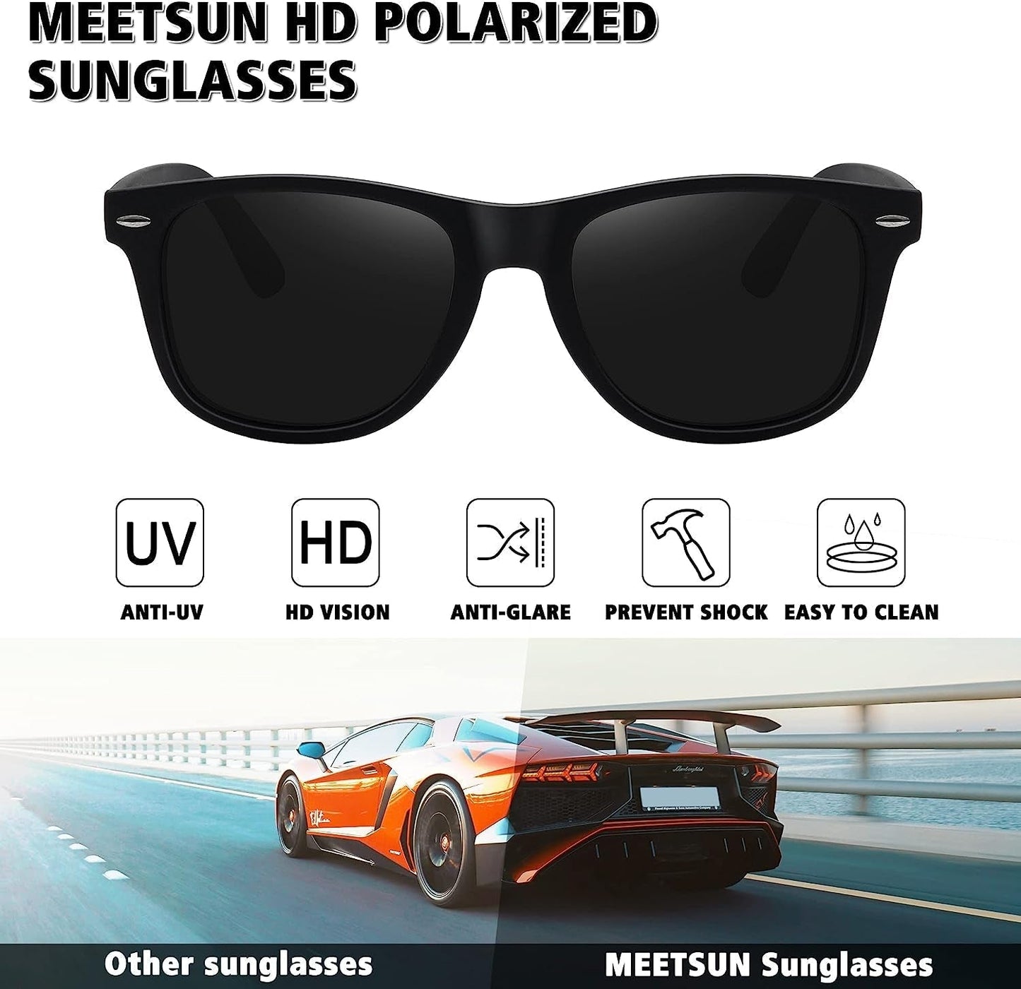 Polarized Sunglasses for Men Women Classic Retro Sun Glasses for Driving UV Protection