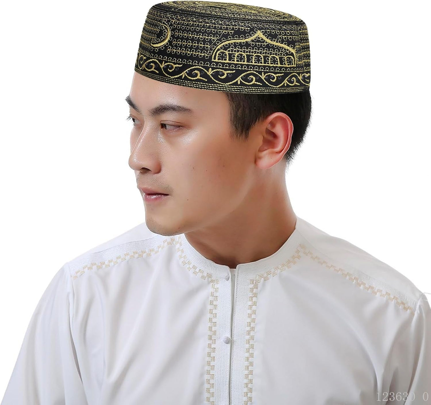 Islamic Men Prayer Kufi Hat Muslim Arabian Embroidered Skull Cap Arab Indian Religious Praying Cap Ramadan Eid Gift