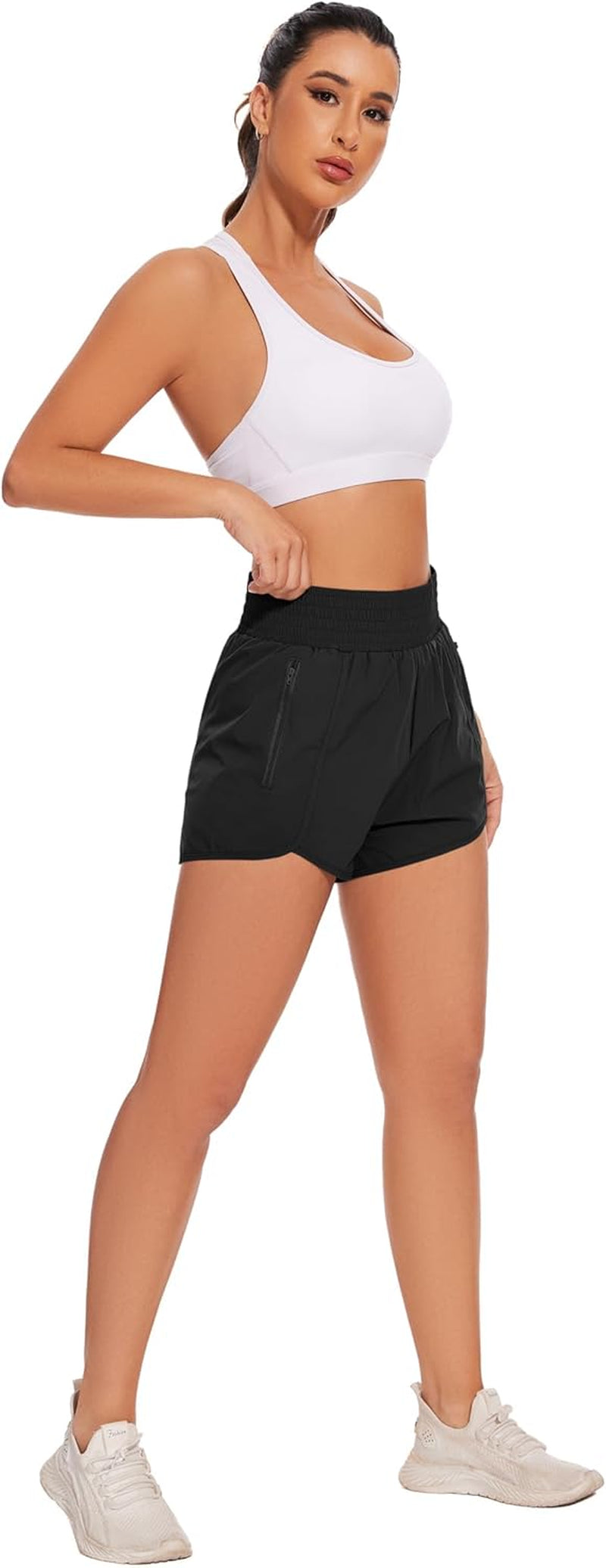 Women'S Athletic Shorts High Waisted Running Shorts with Pockets Sports Short Gym Elastic Workout Shorts