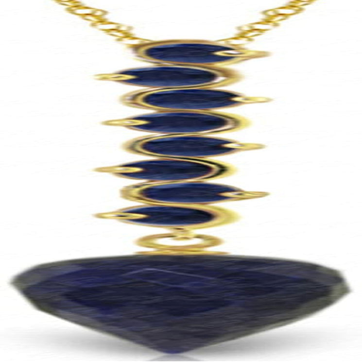 14K Gold Necklace with Pointy Briolette Drop Sapphire