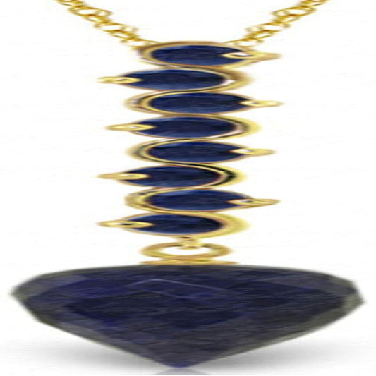 14K Gold Necklace with Pointy Briolette Drop Sapphire