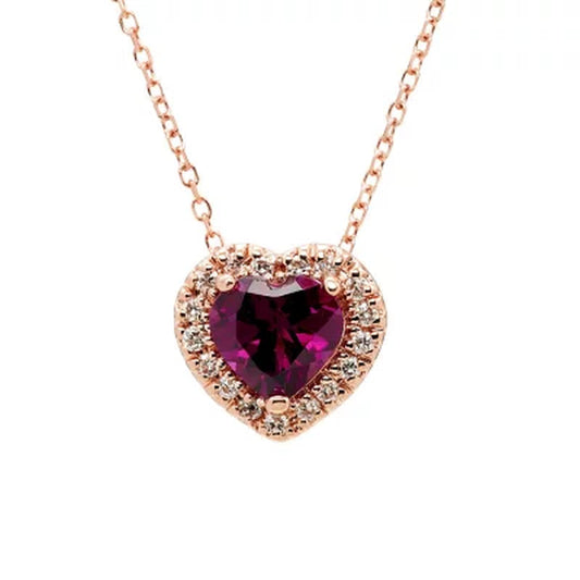 Rhodolite Garnet and 0.085 CT. T.W. Diamond Pendant in 14K Rose Gold