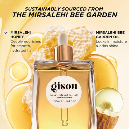 Honey Infused Hair Oil - Enriched with Mirsalehi Honey for Deep Nourishment, Hydration, Frizz Control, Heat Protection and Shine - for Damaged and Dry Hair (1.7 Fl Oz)