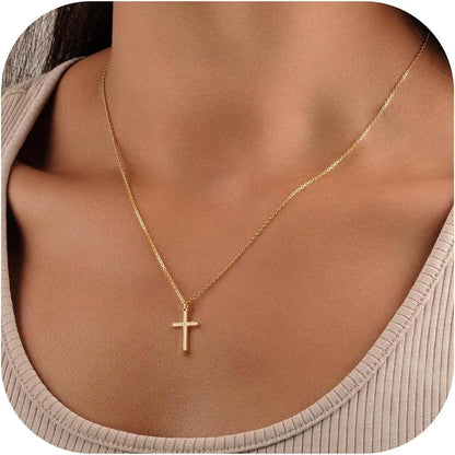 Gold Cross Necklace for Women - Dainty 14K Gold Plated Cross Necklace Layered Beaded Infinity CZ Holy Mary Medal Pendant Necklaces for Women Trendy Faith Jewelry First Communion Gifts - WORLD TIME VISITS