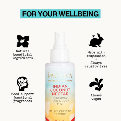 Beauty, Indian Coconut Nectar Hair Perfume & Body Spray, Coconut and Creamy Vanilla Scent, Natural & Essential Oils, Alcohol Free, Clean Fragrance, Vegan & Cruelty Free