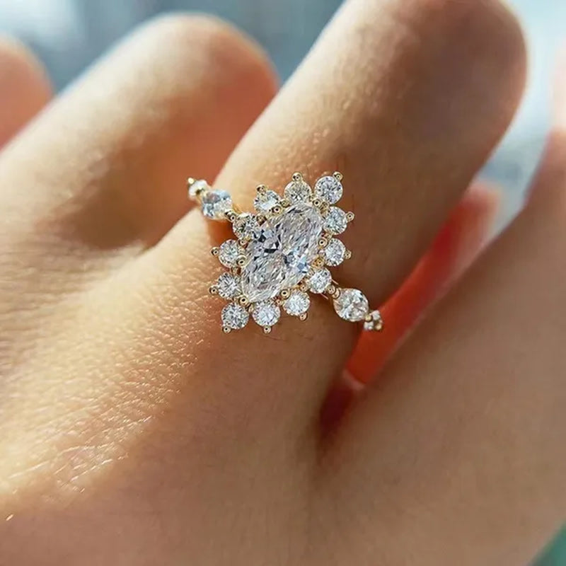 Luxury Princess Fashion Engagement Jewelry Engagement Rings for Women Bride Wedding Accessories Anniversary Gift for Girlfriend Size 4-12 Bague Femm
