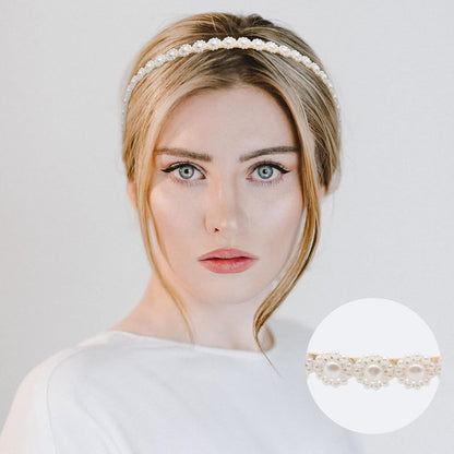 8 PCS Headbands for Women Girls, Gold Pearls Headband Metal Butterfly Flower Head Bands, Bridal Wedding Hair Accessories for Women