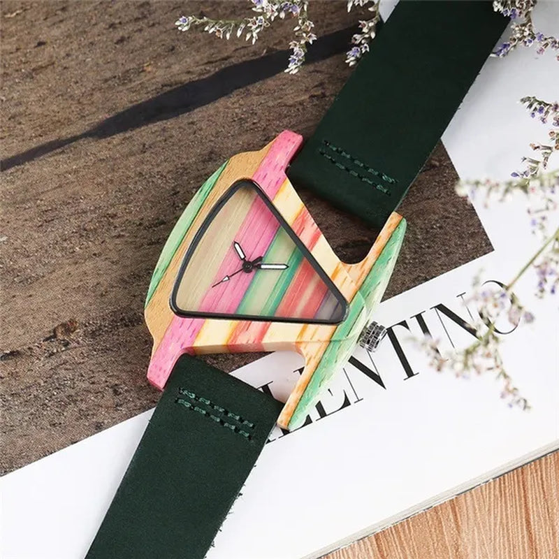 Beauty Wooden Quartz Wrist Watches for Lady Women Bracelet Gift