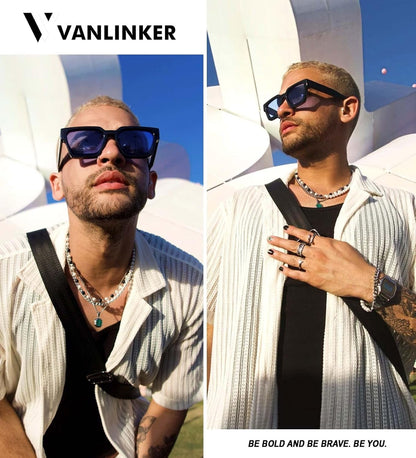 Thick Square Sunglasses for Men Women Retro Chunky Rectangle Shades UV400 Protection VL9731