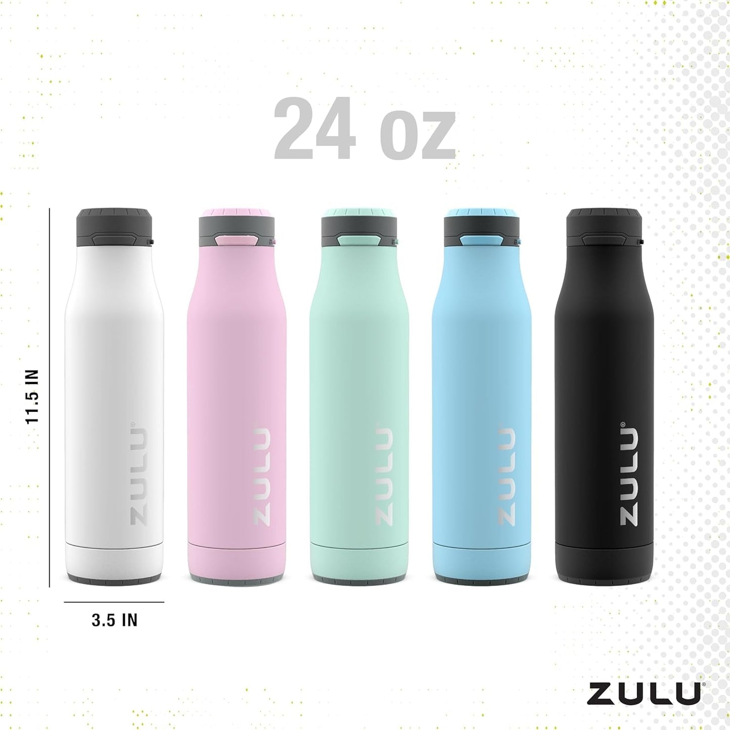 Ace Vacuum Insulated Stainless Steel Water Bottle with Chug Spout, Leak-Proof Locking Lid and Removable Base for School, Backpack, Sports, Gym, Travel