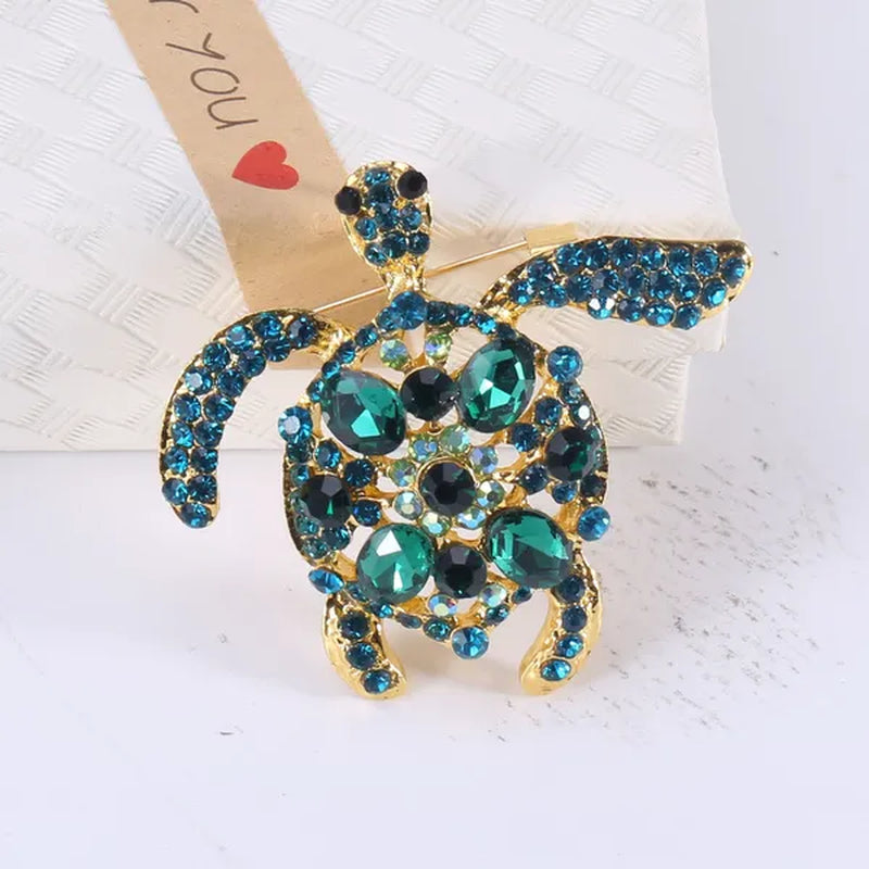 Fashion cartoon color diamond turtle brooch children student clothing animal accessories collar pin brooches - WORLD TIME VISITS