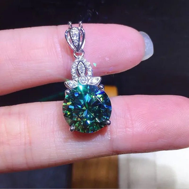 Fashion Jewelry Luxury 925 Sterling Silver Diamond Blue Green Gemstone Pendant Necklace For Women Wedding - WORLD TIME VISITS