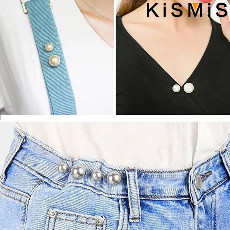 KISMIS 1/2/4Pcs Double Pearl Pins for Women Designer Female Brooches Clothing Accessories Simulated Pearl Sweater Knit Shirt Jewelry