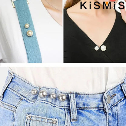 KISMIS 1/2/4Pcs Double Pearl Pins for Women Designer Female Brooches Clothing Accessories Simulated Pearl Sweater Knit Shirt Jewelry