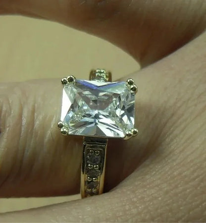 Natural 3.58CT White Diamond 14K Yellow Gold Wedding Ring Size 6-10