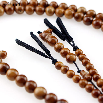 Muslim Islamic 99 Kuka Wood Beads Tasbih Prayer Beads with Tassel